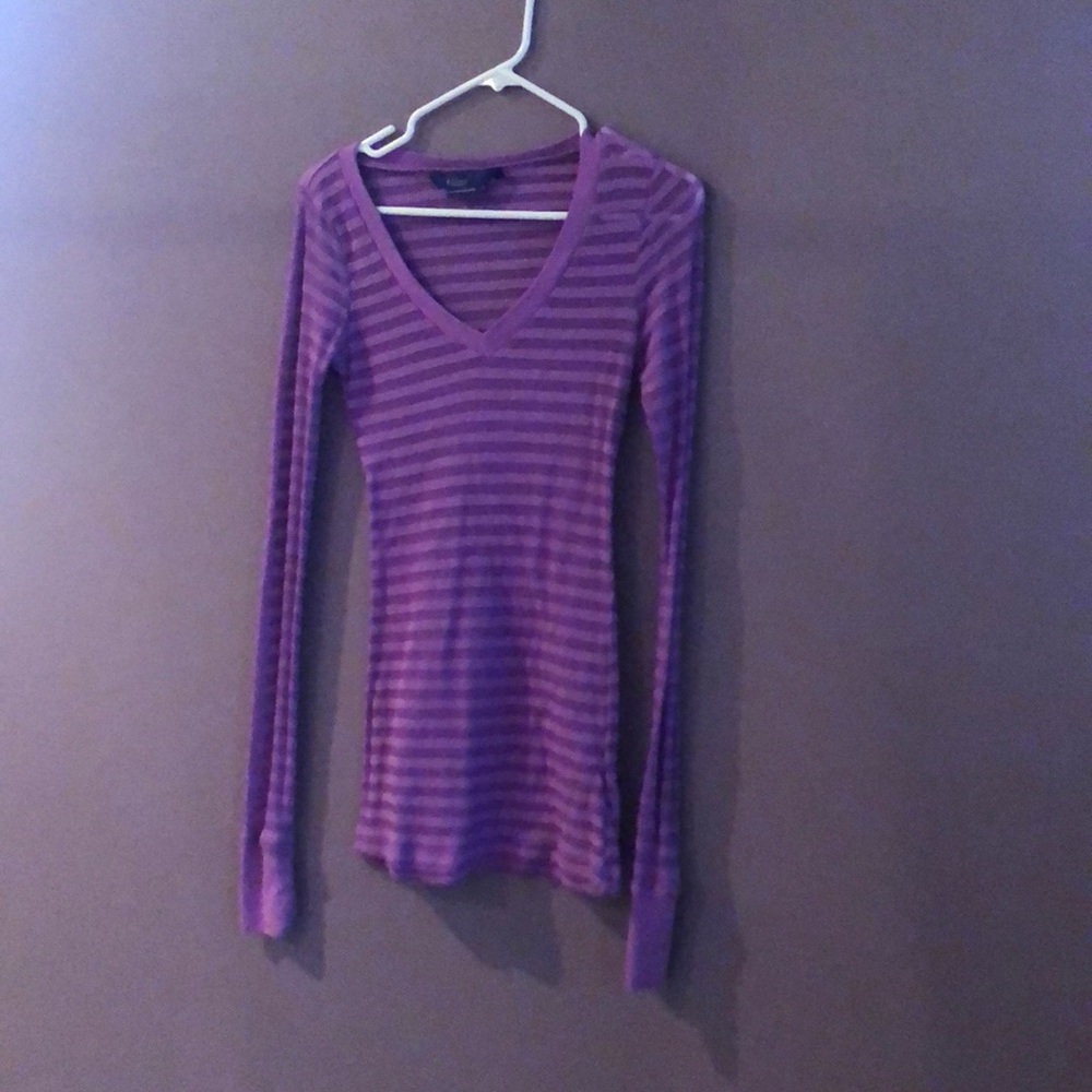 Casual semi sheer long sleeve V-neck